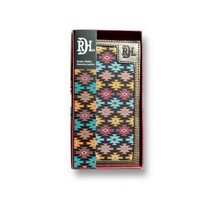 NIB Red Dirt Hat Co‎ Brown Aztec Rodeo Bifold Wallet Genuine Leather Western